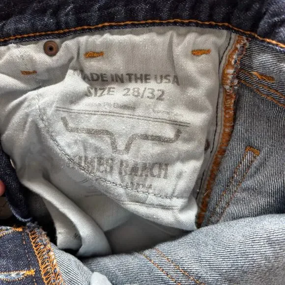 Kimes Ranch Wayne Jeans- Made in USA-Mens 28x32 -Dark Wash Button Fly Western - Picture 7 of 7